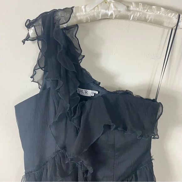 AMUR Black One-Shoulder Maxi Dress - Picture 11 of 16